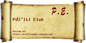 Pöltl Elek névjegykártya
